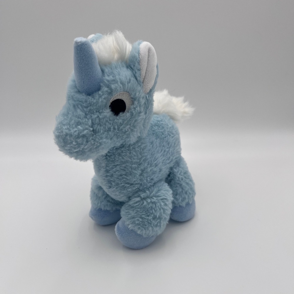 Light Blue Unicorn Plush Stuffed Animal Soft Toy White Mane 7.5 inch